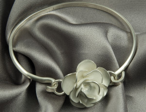 Rose Bangle in Sterling Silver